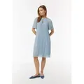 comma Minikleid Kleid Fließendes Plissee-Kleid aus Chiffon mit All-over-Print blau 40 EU