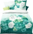 Kaeppel Mako Satin Bettwäsche 2 tlg. 135x200cm / 155x220cm Flamenco Jade Grün Offwhite Blütentraum, Größe:155x220cm Bettwäsche