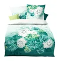 Kaeppel Bettwäsche Kaeppel Mako Satin Bettwäsche 2 tlg Flamenco Jade Grün Offwhite Blüten, Satin, 2 teilig, elegante Ganzjahresbettwäsche mit wunderschönem Farbverlauf