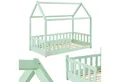 Juskys Kinderbett Marli, 80x160 cm, Hausoptik mit Dach, Holz, Rausfallschutz, 3 - 10 Jahren