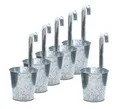 Spetebo 6er Set Balkon Hängetopf Silber mit Haken zum Aufhängen - Zink Garten Blumentopf für Geländer und Zaun - Pflanzen Hängetöpfe Kräuter Topf Blumen Vase Übertopf mit Aufhängung