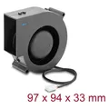 Delock Radiallüfter / Lüftergebläse 12 V DC 97 x 94 x 33 mm mit 3-Pin Lüfteranschluss, schwarz (97 mm, 1x) (67496)