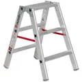 Euroline Stehleiter Nr. 20577, 2057703, beidseitig begehbar, aus Aluminium, bis 150kg, mit 2 x 3 Stufen