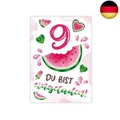 Minkocards 12 Einladungskarten zum 9. Kindergeburtstag Mädchen Wassermelone