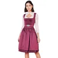 Krüger Dirndl Alisha 60cm Länge Knielang | Eleganten Samt-Dirndl mit gemusterter Dirndlschürze | Damen (DE/NL/SE/PL, Numerisch, 36, Regular, Regular, Beere)