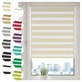 Doppelrollo Klemmfix ohne Bohren 30cm x 100cm Creme Duo Rollo Klemmrollo Sonnenschutzrollo Fensterrollo für Fenster & Türen Zebrarollo Seitenzugrollo