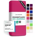 Jacobson Spannbettlaken BOXSPRING & ÜBERLÄNGE aus 100% Baumwolle, für hohe & lange Matratzen, Jersey Bettlaken 160 g/m2 rosa 140 - 160 cm x 220 cm