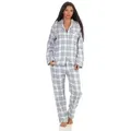 Normann Pyjama Damen langarm Flanell Schlafanzug kariert - 202 15 602 blau 36/38