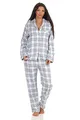 Damen Langarm Flanell Pyjama Schlafanzug kariert - 202 201 15 602, Farbe:Karo blau, Größe:36/38