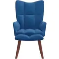 vidaXL Relaxsessel mit Hocker Blau Samt Modell 6