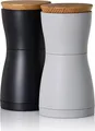 AdHoc Twin MP125, Salz- und Pfeffermühlen-Set, Schwarz, Grau, Kunststoff, Holz, Keramik, Pfeffer, Salz, 133 mm