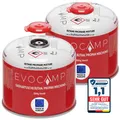 EVOCAMP 2x Butan/Propan Gaskartusche 300g, Schraubkartusche für Weber Q100/1200