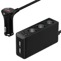 Zigarettenanzünder Verteiler Auto Adapter 12V: 120W KFZ Ladegerät 3 Steckdose 24V Mehrfach Splitter DC mit LED Voltmeter Schalter 4 USB Anschlüsse 6.8A für alle Handys GPS Autokamera und mehr