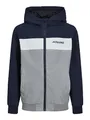 JACK & JONES JUNIOR Jungen JJERUSH Blocking Hood Bomber NOOS JNR Jacke, Marine - grau - weiß,152