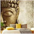 Bilderdepot24 Vliestapete Vintage Buddha Beige Braun Spirituell Effekt Wanddeko, Glatt, Matt, (Vliestapete inkl. Kleister oder selbstklebend), Wohnzimmer Schlafzimmer Küche Flur Fototapete Motivtapete Wandtapete goldfarben 2.88 m x 2.88 m