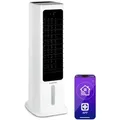 Klarstein Rafraichisseur D'Air Mobile, Ioniseur 5-en-1, Refroidisseur D'Air Par Evaporation, Mode Nuit Silencieux, Application Intelligente, Humidificateur, Purificateur, 60w, Débit De 280m3/h, Blanc