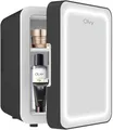 Olvy Kosmetik Kühlschrank 4 Liter, Tragbarer Mini Kühlschrank mit LED Spiegel, Klein Skincare Fridge, Kühl und Heiß für Zimmer, Schwarz