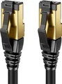 deleyCON 10m CAT8.1 LAN Kabel Patchkabel Netzwerkkabel - RJ45 LAN DSL Kabel Kupfer S/FTP Schirmung 2000 MHz 40 Gbit - CAT.8 Ethernet Kabel RJ45 Stecker vergoldet - Schwarz