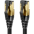 deleyCON 10m CAT8.1 LAN Kabel Patchkabel Netzwerkkabel - RJ45 LAN DSL Kabel Kupfer S/FTP Schirmung 2000 MHz 40 Gbit - CAT.8 Ethernet Kabel RJ45 Stecker vergoldet - Schwarz