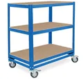BRB-Lagertechnik Regaltransportwagen Kommissionierwagen mit 3 Ebenen, BxTxH 900x500x1030 mm, Praktischer Schwerlast-Regalwagen