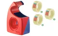 tesa Easy Cut Handabroller + 3 Rollen Tesafilm 15 mm x 10 m Klebestreifen