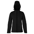 HRM Damen Hooded Softshell Jacket, schwarz, Gr. 3XL I Premium Softshelljacke Damen wasserabweisend I 5.000mm Wassersäule I Funktionsjacke I Workwear I Hochwertige & nachhaltige Damen-Bekleidung