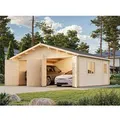 Palmako Holzgarage Roger mit Holztor Natur 575 cm x 510 cm
