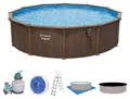 Bestway® Hydrium™ Stahlwandpool Komplett-Set mit Sandfilteranlage Ø 549 x 132 cm, Holz-Optik (Palisander), rund