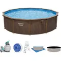 HydriumTM Stahlwandpool Komplett-Set mit Sandfilteranlage Ø 549 x 132 cm, Holz-Op...
