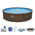 Hydrium™ Stahlwandpool Komplett-Set mit Sandfilteranlage Ø 550 x 130 cm, Holz-Op