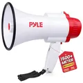Pyle Megafon 30W mit Sirene und Mikrofon – 730 m Reichweite, Faltbar Mini Lautsprecher für Durchsagen, Fußball, Event, Demo, Kinder und Erwachsene