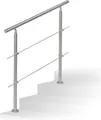 Relaxdays Treppengeländer Edelstahl Set, für Innen und Außen, Handlauf,1,0 m lang, 2 Pfosten, 2 Querstreben, silber
