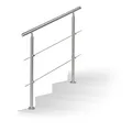 Relaxdays Treppengeländer Edelstahl Set, für Innen und Außen, Handlauf,1,0 m lang, 2 Pfosten, 2 Querstreben, silber