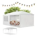 Juskys Partyzelt 3x6 m in Weiß mit Dach & Seitenwänden - 18 m² Grundfläche - Sonnenschutz Outdoor