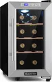 Klarstein Weinkühlschrank, Getränkekühlschrank Schmal, 1 Zone Kühlschrank mit Glastür, Outdoor GetränkekühlschränkeFreistehend, Weinkühlschrank Klein, Kühlschrank mit UV-Schutz, 11-18°C, 6 Flaschen