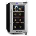 Klarstein Weinkühlschrank, Getränkekühlschrank Schmal, 1 Zone Kühlschrank mit Glastür, Outdoor GetränkekühlschränkeFreistehend, Weinkühlschrank Klein, Kühlschrank mit UV-Schutz, 11-18°C, 8 Flaschen