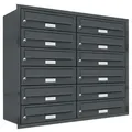AL Briefkastensysteme 12 Fächer Premium Unterputz Briefkasten Anlage RAL 7016 Anthrazit Grau, Post A4, modern, wetterfest, Artikelnummer 132P12U2P7016