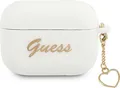 Guess Guaplschsh Airpods Pro-Abdeckung Weiß/Weiß Silikon-Charm-Herz-Kollektion
