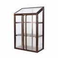 Greenspot - Balkon Gewächshaus - Minigewächshaus - 80 x 42 x 121 cm LxBxH - aus Holz und Kunsstoff, Max. Fachlast 50 kg - für Kräuter, Anzucht, Terrasse - Origin Palisanderbraun Dunkel