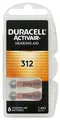 6 x Duracell Activair Hörgerätebatterien 312 Hearing AID 24607 6134 6er Blister