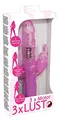 You2Toys Vibrator 3x Motor, 3x Lust - softer Vibrator mit Klitoris- und Anusreizer, Massagestab mit 3 Stimulatoren für Frauen, rosa