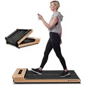 Sportstech Walking Pad WoodPad Pro, echtes Holzdesign, bis 6 km/h, kompakt, leise, LED-Display, App-kompatibel, Home Office Laufband