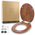 Benkstein Toilettendeckel mit Absenkautomatik Dunkles Treibholz – antibakterieller WC Sitz – Quick-Release zur einfachen Reinigung – einfache Montage – MDF – abnehmbar – bis 150 kg belastbar