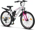 Licorne Bike Guide Premium Mountainbike Shimano,Farbe:Weiß/Rosa;Zoll:24