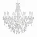 LANDHAUS großer Kronleuchter weiß Kristalle Lüster 12-armig H70cm Deckenlampe