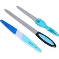 Elina-med Nagelfeile Saphir, aus verchromtem Metall, doppelsetig grob und fein, Länge 15 und 19 cm, 3er Set