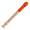 Motivierende Blockflöte aus Holz/Kunststoff mit Barocker Griffweise in Orange