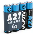 ABSINA 4x 27A 12V Batterie für Garagentoröffner und vieles mehr - Batterie 27A 12V Alkaline mini auslaufsicher, lange Haltbarkeit