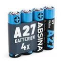 ABSINA 4X 27A 12V Batterie für Garagentoröffner und vieles mehr - Batterie 27A 12V Alkaline mini auslaufsicher & mit Langer Haltbarkeit - A27 Batterien