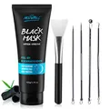 Mitesser-Entfernungsmaske, Peel-Off-Maske, Bambuskohle-Schwarzmaske zum Entfernen von Mitessern, Nasenmaske, Hautreinigung zum Entfernen von Akne-Mitessern, Mitesser-Entfernungsset und Maskenbürste